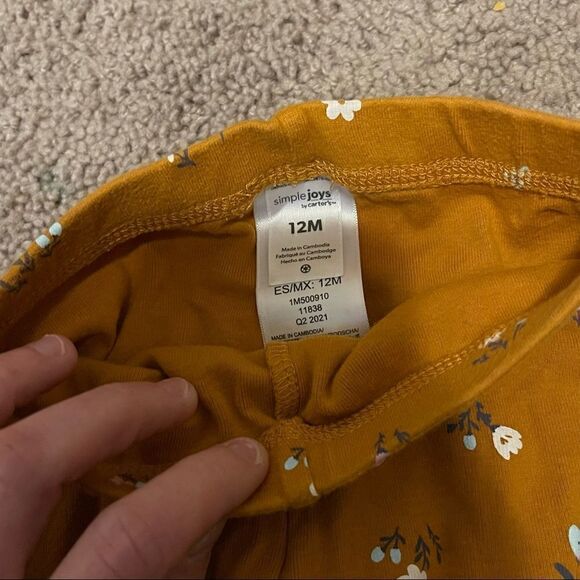 COPY - Carters 12 month baby girl yellow leggings w multi color floral print NW… - Picture 4 of 6